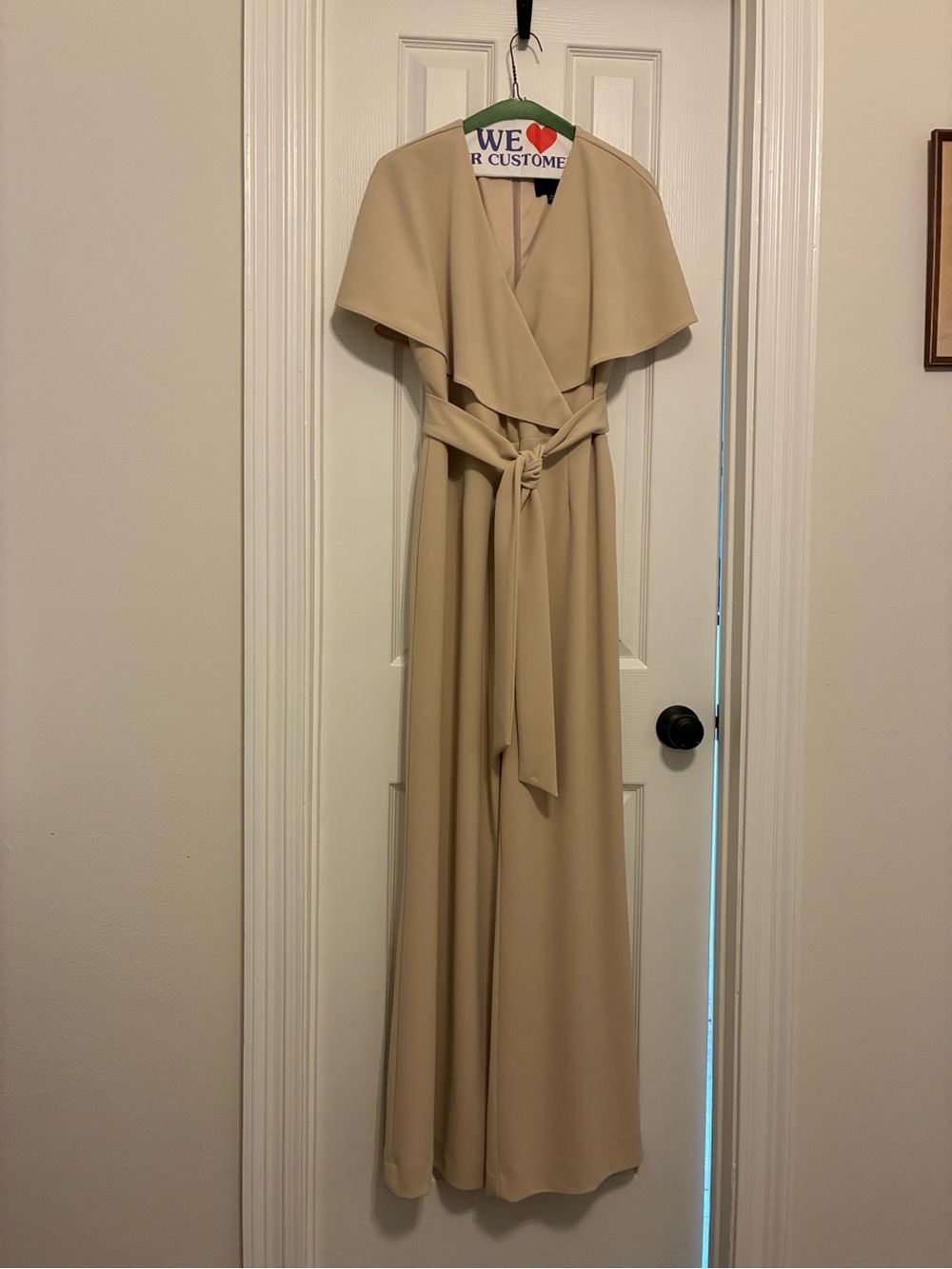Elegant Cream Wrap Jump Suit with Waist Tie